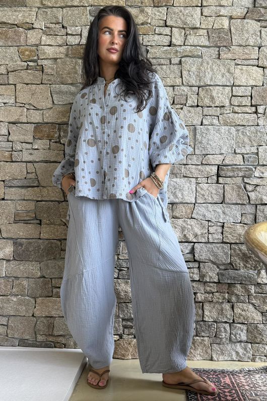 Hush Pillow Cotton Spot On Nero Boyfriend Shirt Cloud Grey
